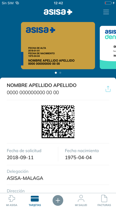 Tarjeta digital de asegurado en la app ASISA con código QR